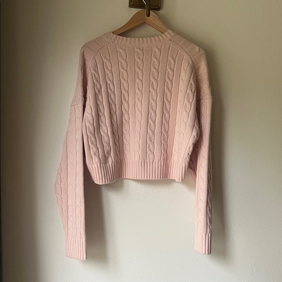 Aritzia Sunday Best Peggy Blush Cropped Cable Knit Sweater - Picture 4 of 4